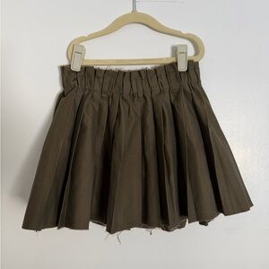 H&M Olive Green Pleated Mini Skirt - Size XXS